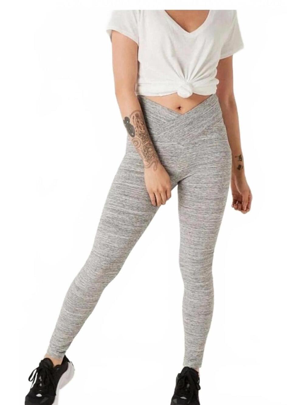 PINK Victoria's Secret XL Gray Heather V Crossover Waist Leggings Yoga Pants